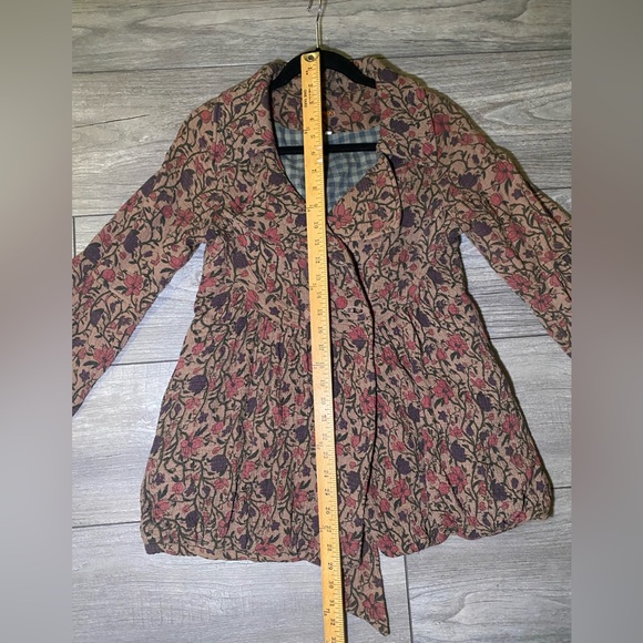 EUC Ian Mosh Double Breasted Floral Gauze Jacket Cotton Puff Sleeve Wearable Art - Picture 13 of 16